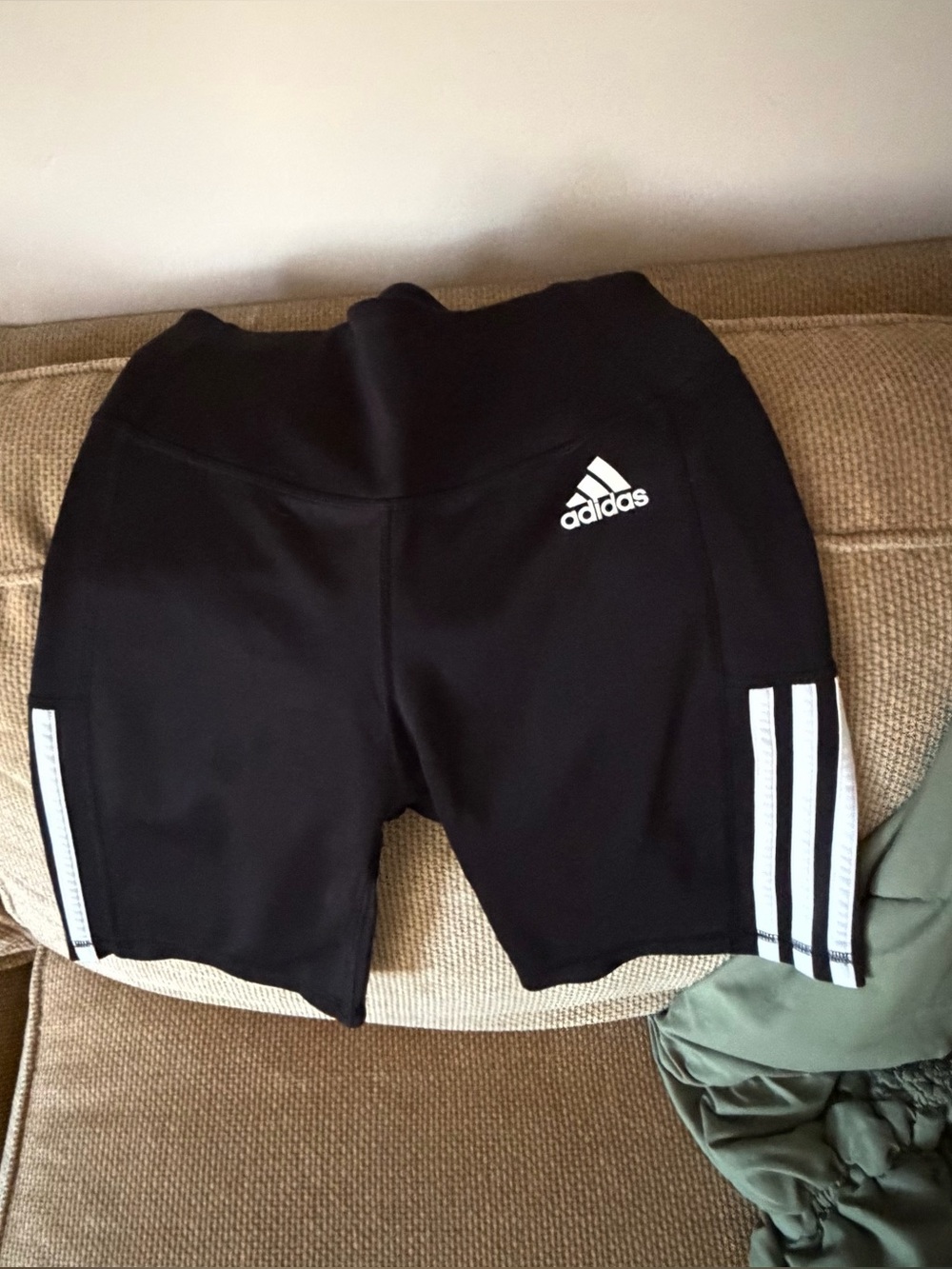 adidas Black Bike Shorts with White Three-Stripes